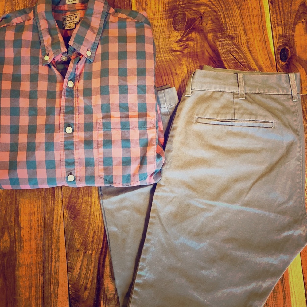 J Crew Gray “Driggs” Chinos Slim Fit